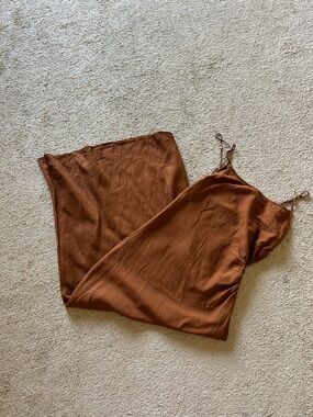 Brown linen Slip Dress